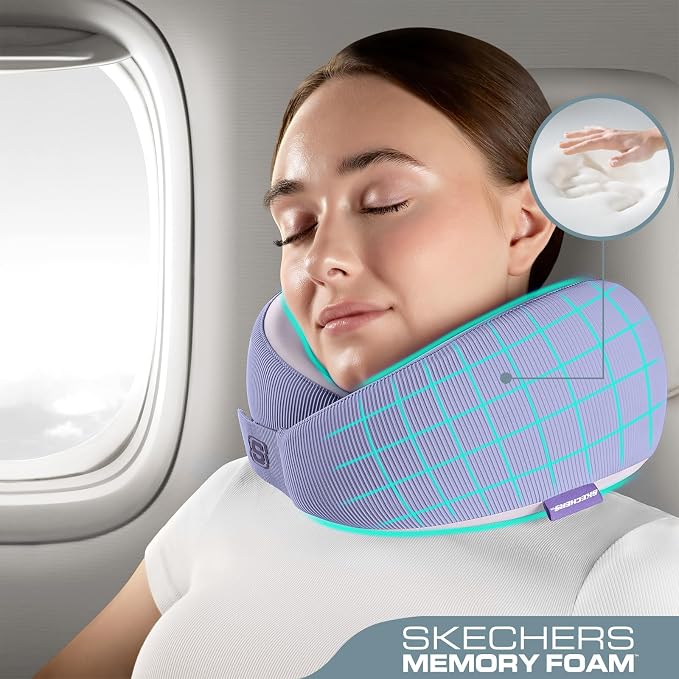 Skechers Women's Memory Foam Neck Pillow, Comfortable & Breathable Travel Pillow - Image 2