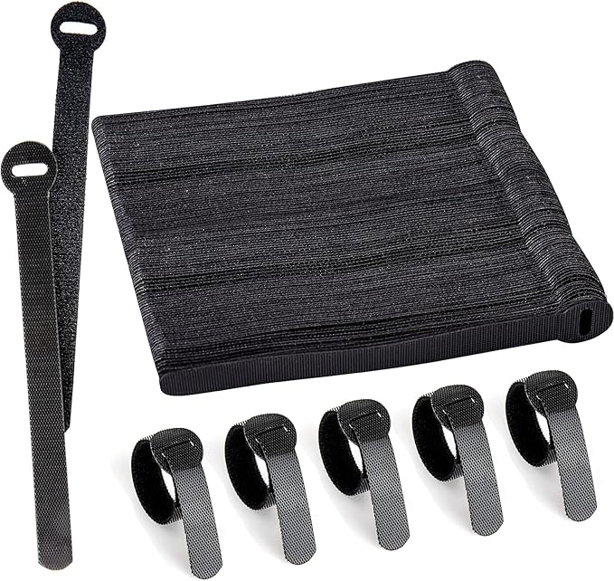 120 x Reusable Cable Ties Black, Adjustable Releasable Hook and Loop Cable by ARMIZ