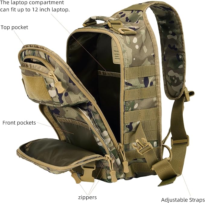 15L Tactical Crossbody Sling Bag | Everyday One Shoulder Backpack Fit 12 Inch - Image 6
