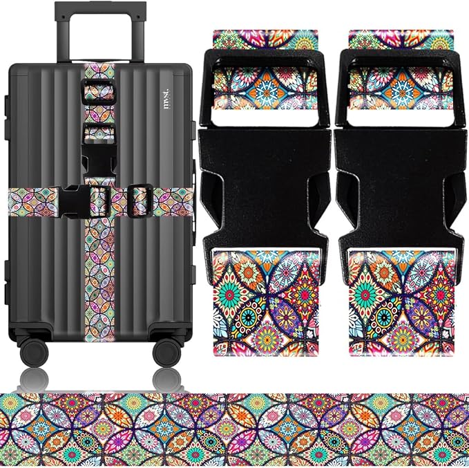 2 Pack Luggage Straps for Suitcases Adjustable Luggage Belt TSA Approved by Unknown