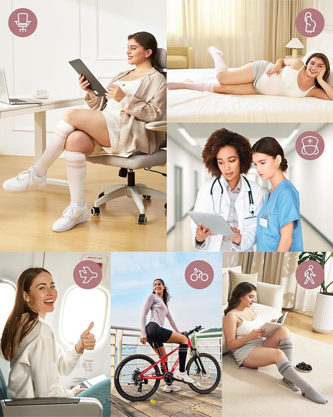 Momcozy Compression Socks for Women Wide Calf, 15-20mmHg Knee High Support - Image 6