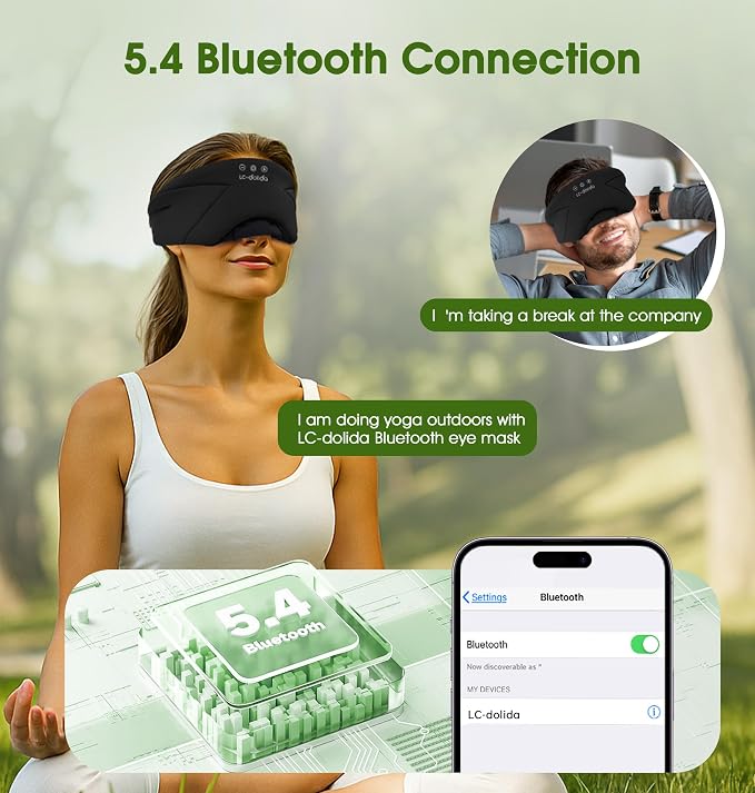 LC-dolida Sleep Mask with Headphones Bluetooth 5.4, Wireless Music Eye Mask - Image 4