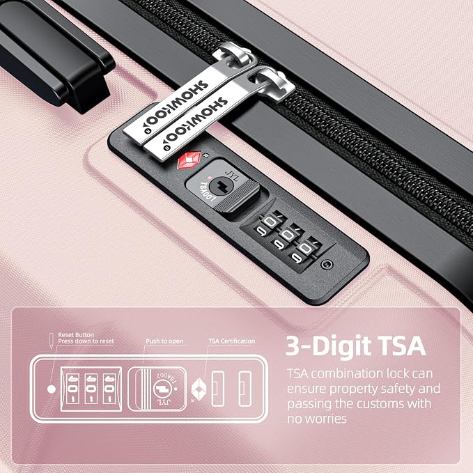 SHOWKOO Luggage Sets Expandable PC+ABS Durable Suitcase Sets Double Wheels TSA - Image 4