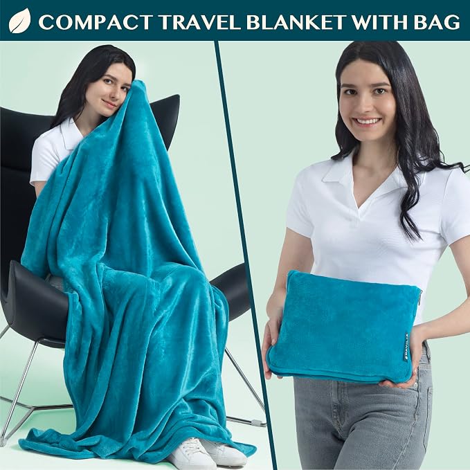 PAVILIA Travel Blanket Pillow, Soft Airplane Blanket 2-IN-1 Combo Set, Plane - Image 2