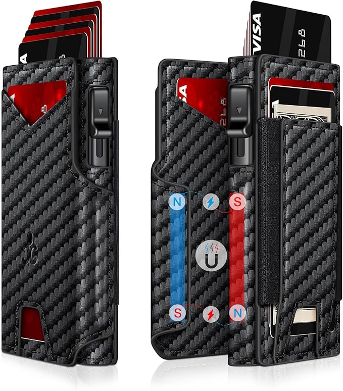 Wallet for Men Wallet with Slim Pop Up Card Holder 9-13 Cards, Bifold by SEMORID