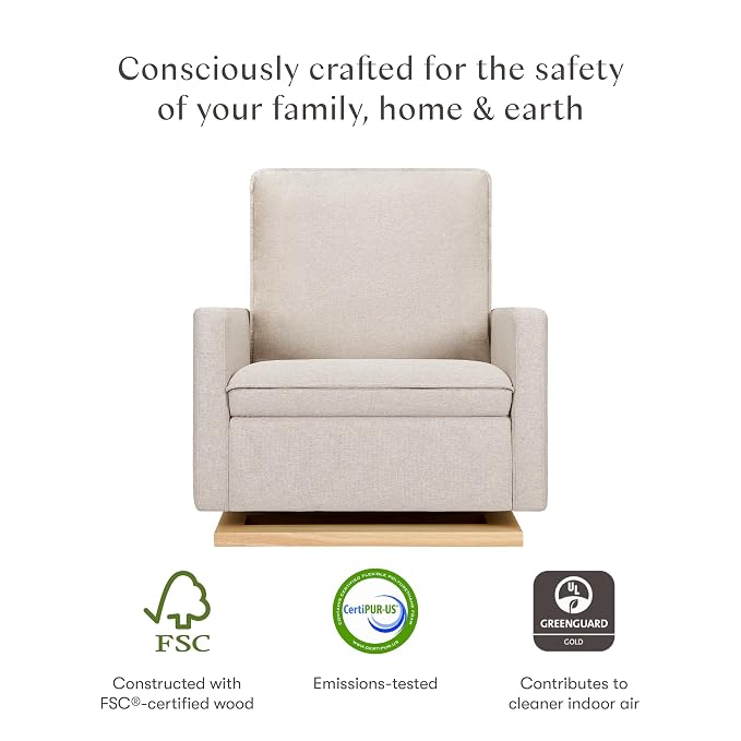 babyletto Cali Pillowback Chair and a Half Glider in Performance Beach Eco-Weave - Image 4