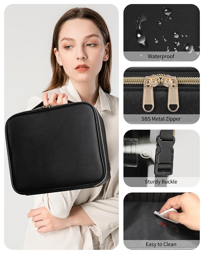 Makeup Bag With LED Mirror, Travel Makeup Case with Light up Mirror Large - Image 8