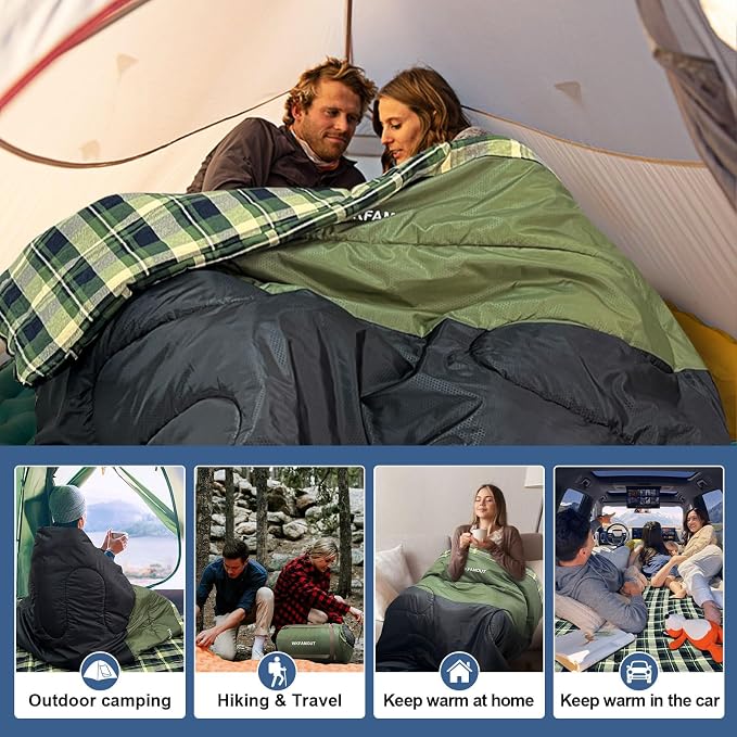 Double Sleeping Bag for Adults Machine Washable 2 Person Camping Sleeping Bag - Image 8