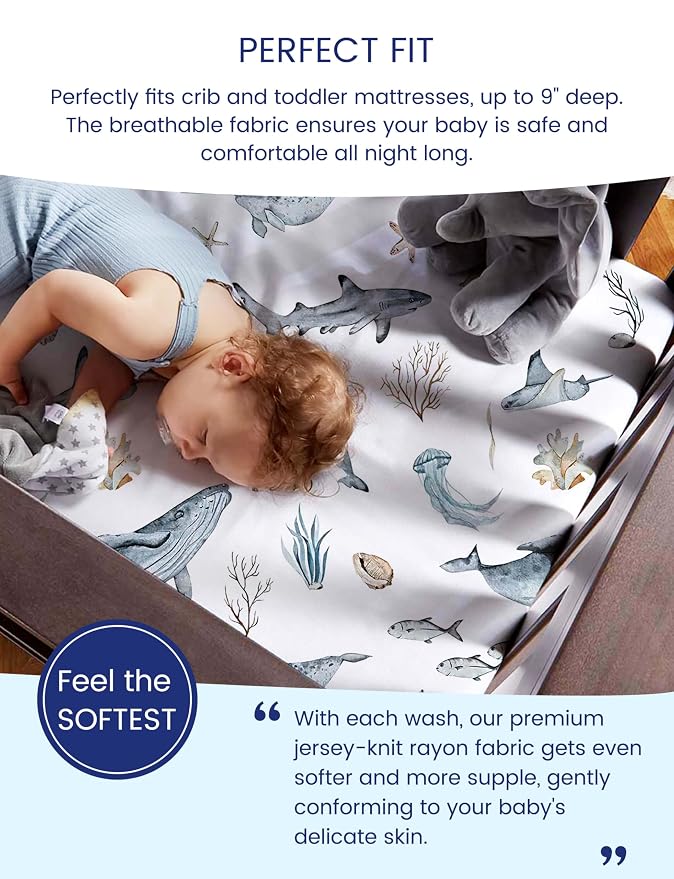TotAha Crib Sheets for Boys Girls, Premium Soft Crib Mattress Fitted Sheet - Image 2