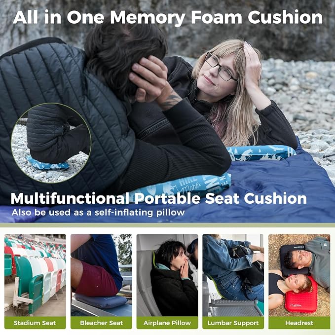 ATEPA Inflatable Stadium Seat Cushion, Self-Inflating Memory Foam Stadium Seats - Image 5