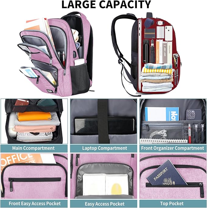 Backpck for Women, School backpacks for Teen Girls Boys, 15.6 inch Laptop Back - Image 2