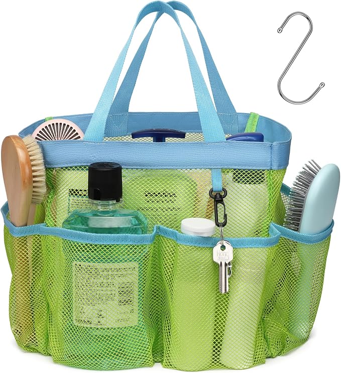 F-color Mesh Shower Caddy Portable, Upgrade Deeper 7 Pockets Shower Bag Basket by F-color