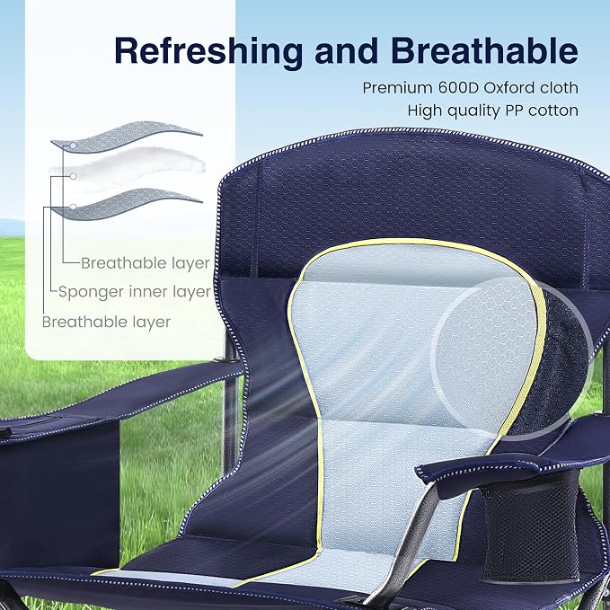 HIGH POINT SPORTS Oversized Camping Folding Chair, Heavy Duty Portable Outdoor - Image 5