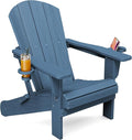 SERWALL Folding Adirondack Chair, Dual Cup Holders & All-Weather HDPE, by SERWALL
