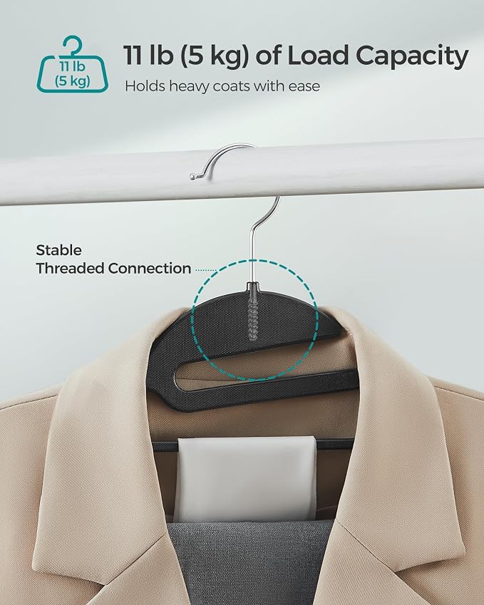 SONGMICS 50 Pack Coat Hangers, Heavy-Duty Plastic Suit Hangers, S-Shaped Opening - Image 4
