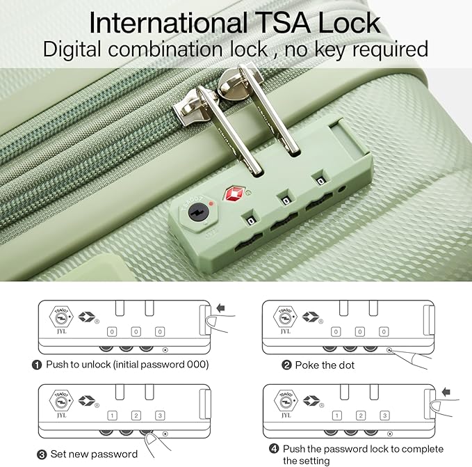 Hanke Expandable Hardshell Luggage Sets 3 piece Carry on Luggage - Image 6