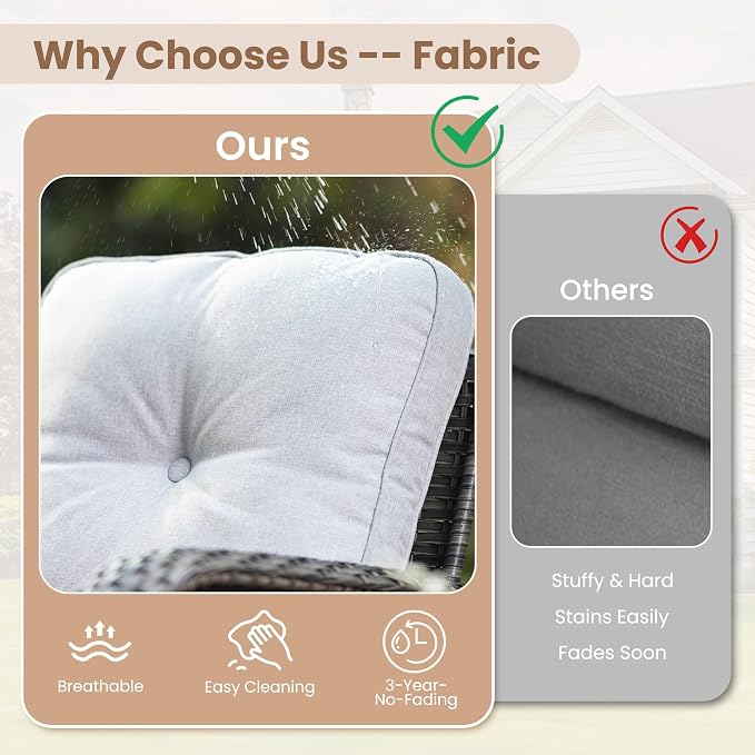 HOOOWOOO Patio Furniture Set, 8 Pieces Outdoor Conversation Set, All Weather - Image 5