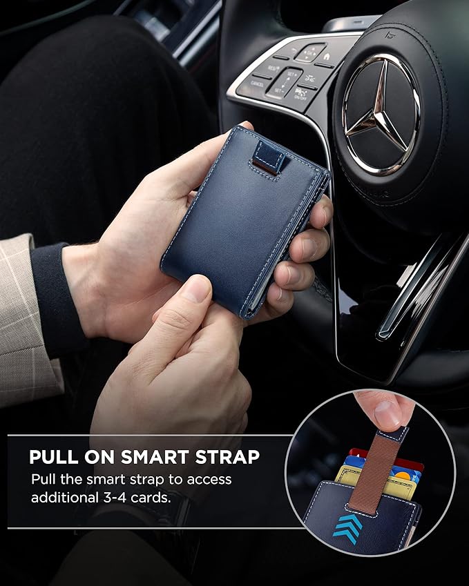 SERMAN BRANDS RFID Blocking Slim Bifold Genuine Leather Minimalist Front Pocket - Image 5