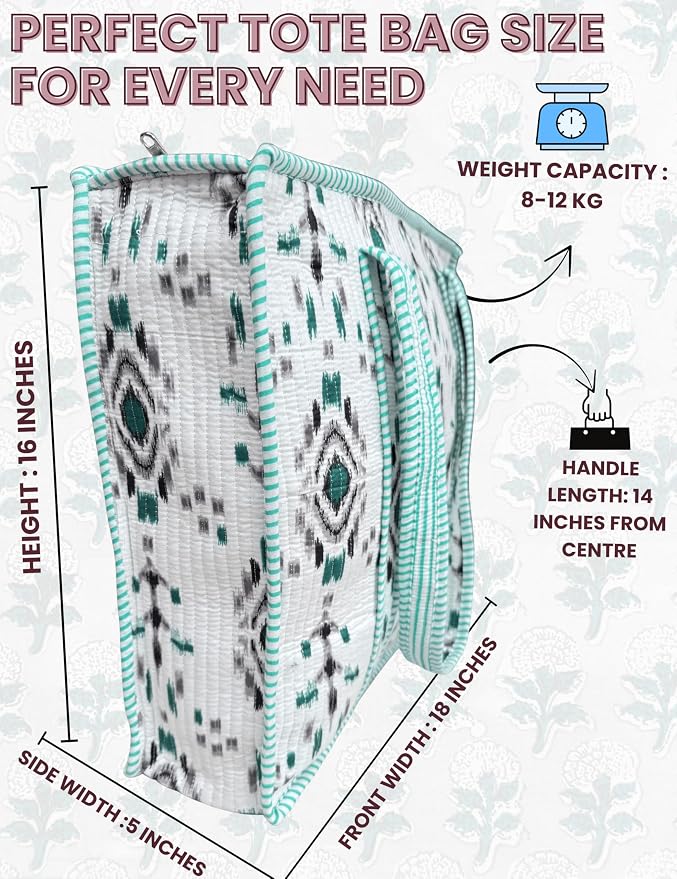 Cotton Quilted Tote Bag for Women – Large Beach & Travel Tote - Image 5