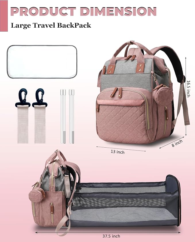 Diaper Bag with Changing Station, Waterproof 3 in 1 Baby Diaper Backpack with - Image 4