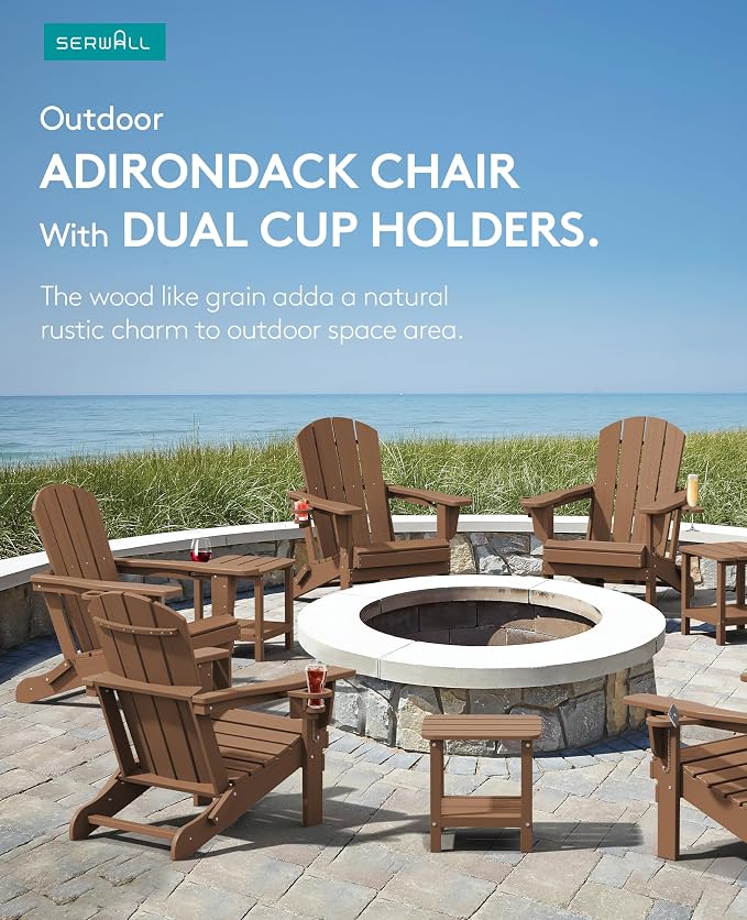 SERWALL Adirondack Chair with Cup Holders - Image 5