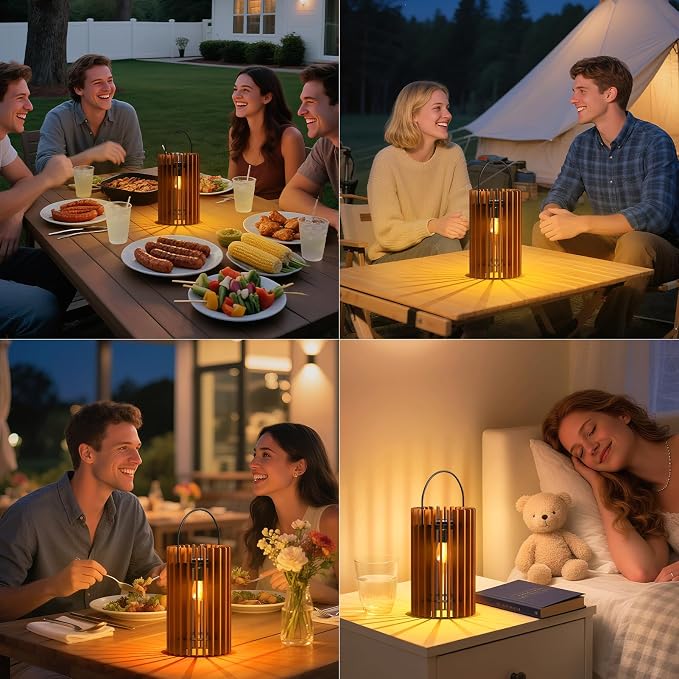 2 Set Solar Lantern Outdoor Rattan Lamp Outside Lights Hanging LED - Image 8