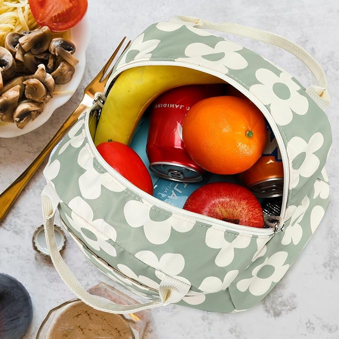 Bluboon Lunch Bag for Women Men Cute Corduroy Lunch Tote Bags Reusable - Image 2
