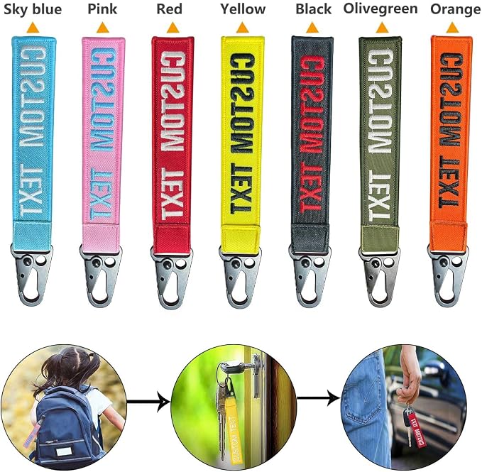 mvcen Personalized Embroidery Keychain, Custom Name Tag Personalized Text - Image 3