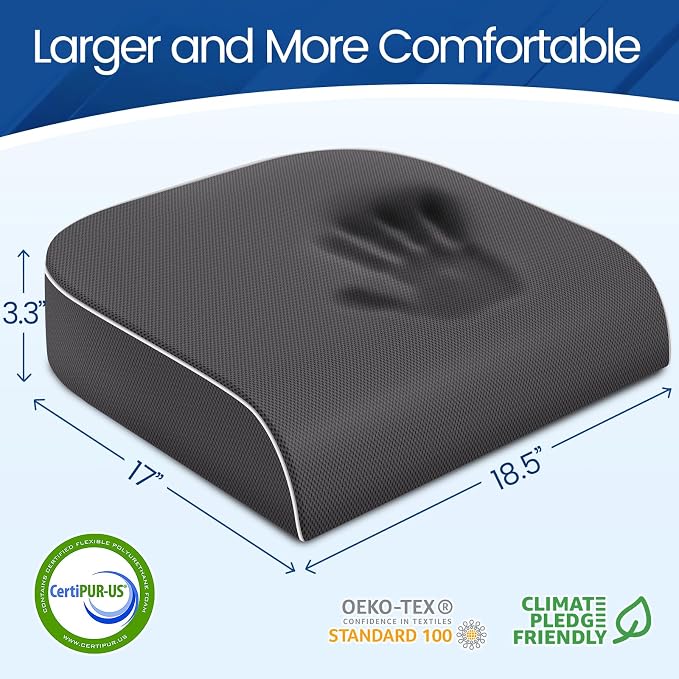 Seat Cushion for Tailbone Pain Relief, Office Chair Cushion, Memory Foam Large - Image 2