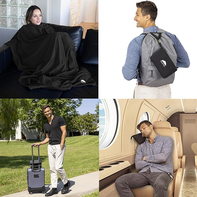 BlueHills Travel Blanket Pillow Compact Lightweight Pocket Size Airplane - Image 2