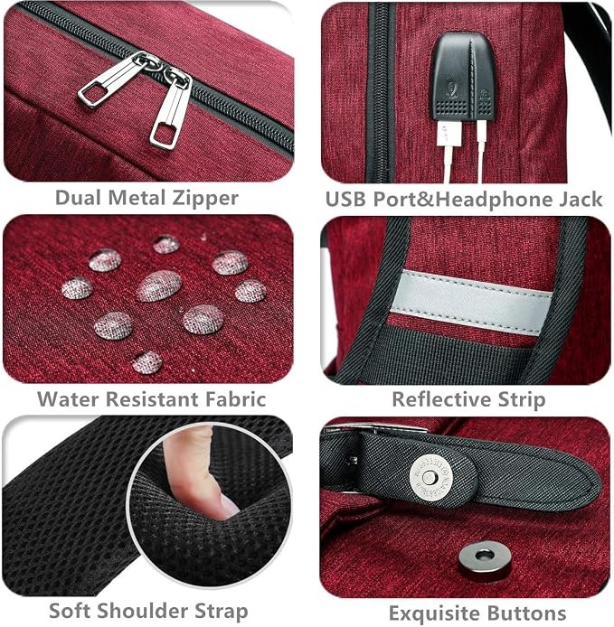 HFSX Vintage Backpack Anti Theft Laptop Backpack Men Women Business Travel - Image 6
