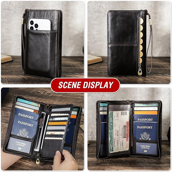 Top Grain Leather Travel Passport Wallet Holder - Image 2