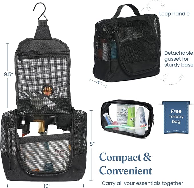 The Fine Living Co. Portable Hanging Shower Caddy Organizer Bag Quick Dry Mesh - Image 2