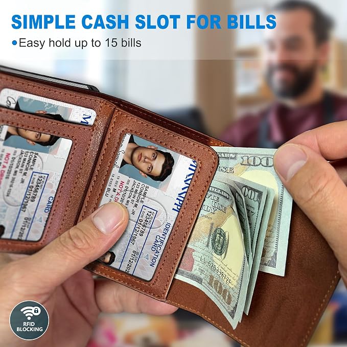 Wallet for Men, with Cash Pocket 2 ID Window 9-13 Cards, Metal Case Smart Slim - Image 4