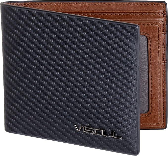 VISOUL Leather Mens Bifold RFID Blocking Wallet by VISOUL
