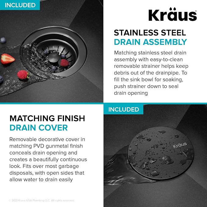 KRAUS Kore Workstation 27-inch Undermount 16 Gauge Black Stainless Kitchen Sink - Image 11