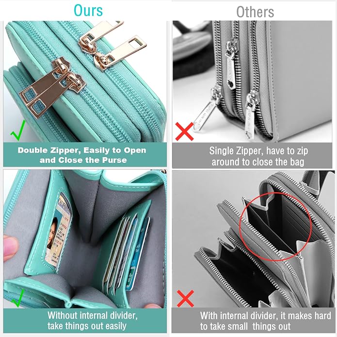Crossbody Cellphone Purse Women Touch Screen Bag RFID Blocking Wallet Handbag - Image 3