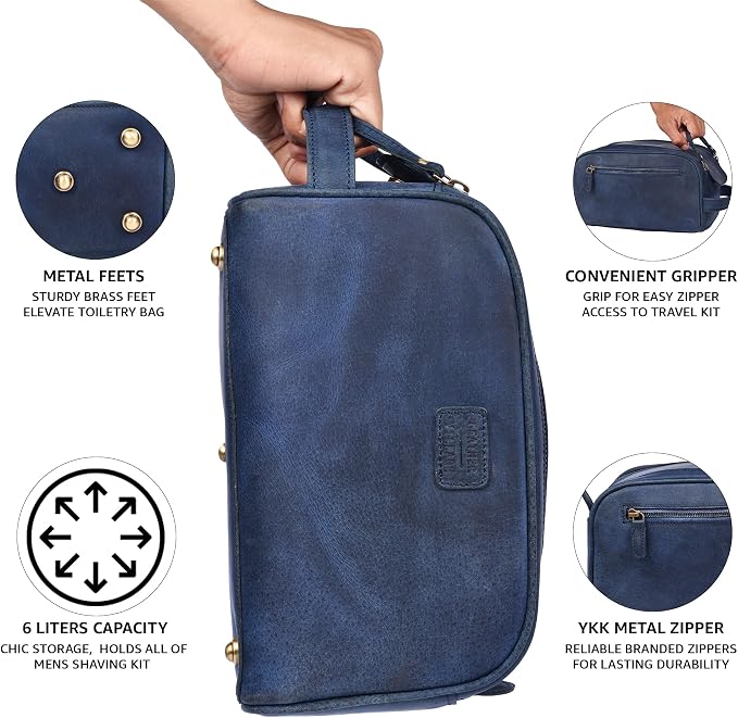 LEATHER VILLAGE Premium Leather Toiletry Travel Pouch - Image 5