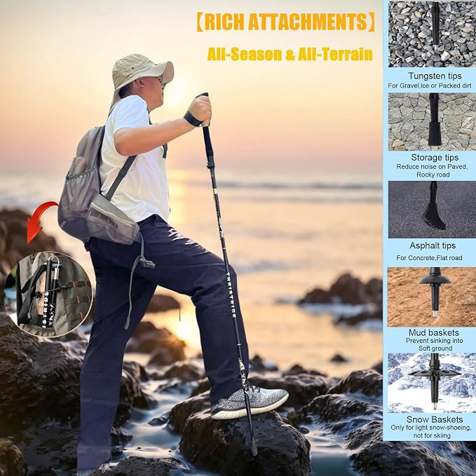 Trekking Poles Aviation Grade Aluminum Alloy-Strong Lightweight Collapsible - Image 5