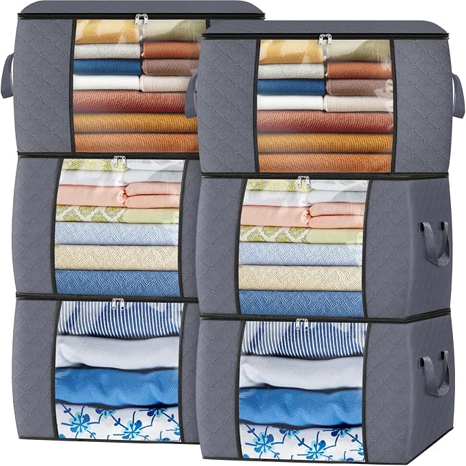 Fab totes 24 Gallons Clothes Storage, Foldable Thick Fabric Blanket Storage Bags by Fabtotes