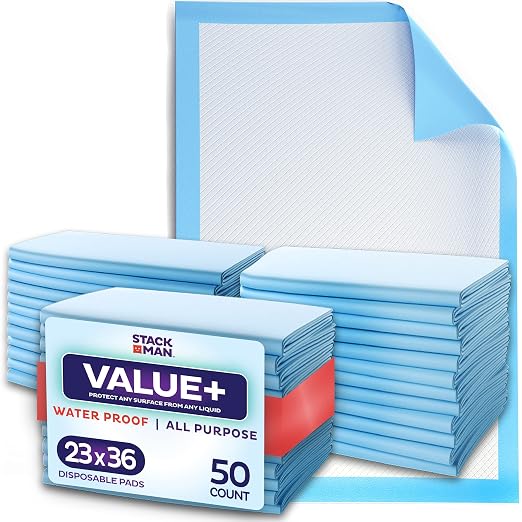 Chucks Pads Disposable Underpads 23x36 Incontinence Chux Pads Absorbent Fluff by StackMan