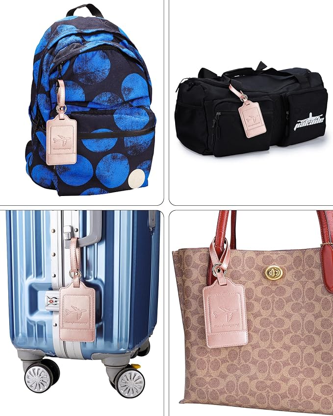 Teskyer Luggage Tags, 3 Pack Premium PU Leather Luggage Tags - Image 6