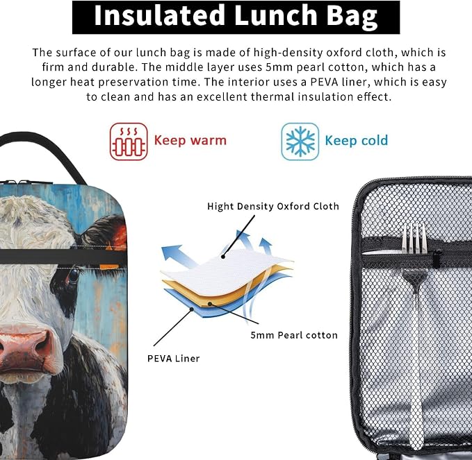 Cow Lunch Box for Kids Aldults, Realistic Animal Reusable Thermal Insulation - Image 5