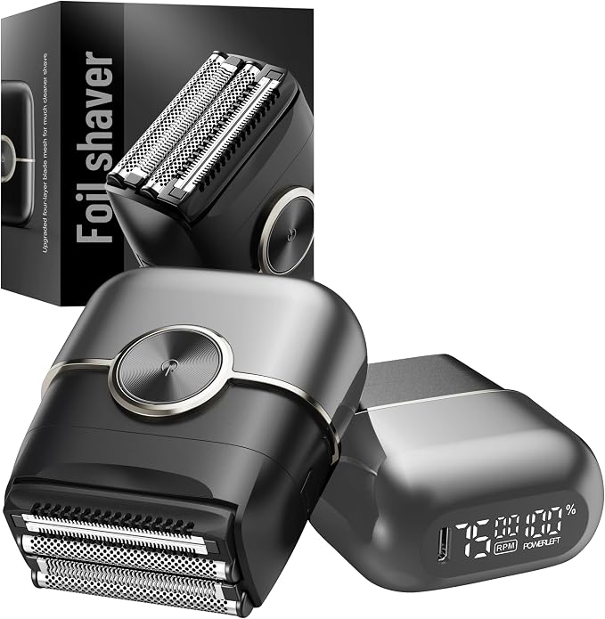 Electric Foil Shaver for Men: 4 Floating Blades, 2 Gear & IPX7 Waterproof by Unknown