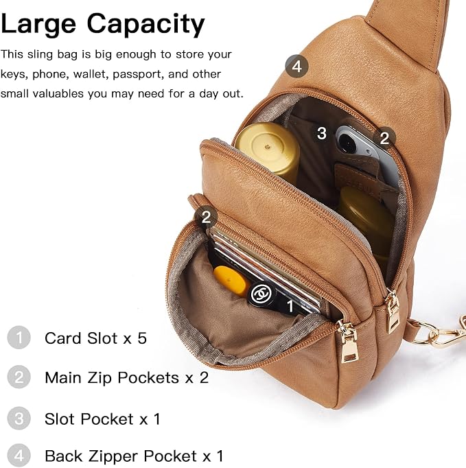 Telena Small Sling Bag for Women Leather Crossbody Fanny Packs Chest Bag for - Image 3