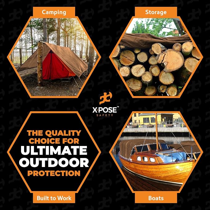 Multipurpose Protective Cover Brown Poly Tarp 8' x 12' - Image 7