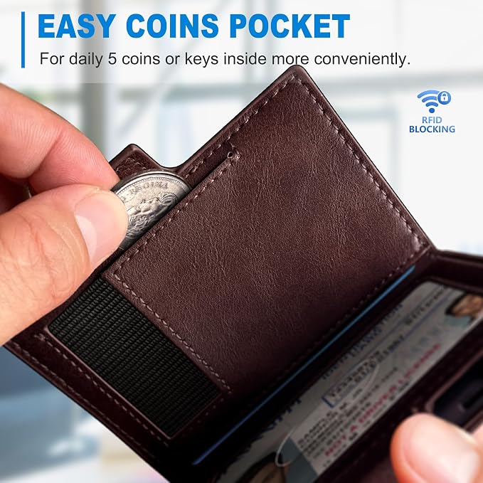 Wallet for Men with Money Clip Coins Pocket ID Window Gift Boxed, Slim Smart - Image 4