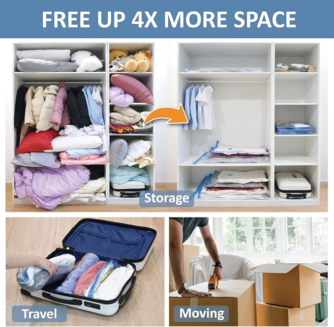 12 Pack Vacuum Storage Bags, Space Saver Vacuum Storage Bags, Vacuum Seal Bags - Image 3