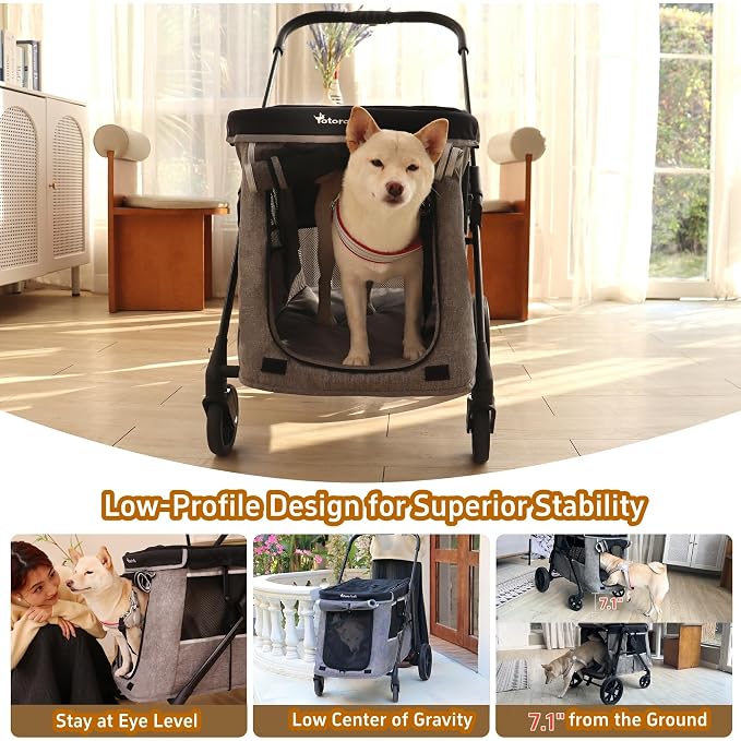 Medium Dog Stroller for Small to Large Dogs 4 Wheels Multi Pet Stroller for 4 - Image 3