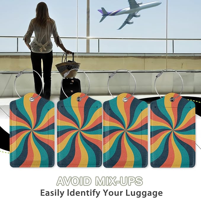 2 Pcs 70s Retro Wavy Luggage Tags, Cruise Vintage Twisted Ray Luggage Tag - Image 5